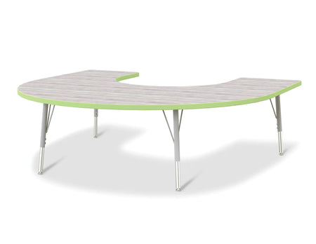 Berries® Horseshoe Activity Table - 60" X 66", E-height - Driftwood Gray/Key Lime/Gray