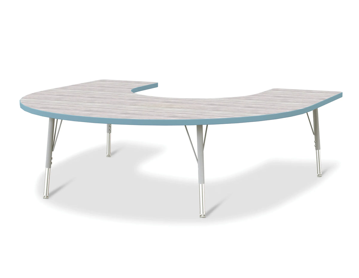 Berries® Horseshoe Activity Table - 60" X 66", E-height - Driftwood Gray/Coastal Blue/Gray