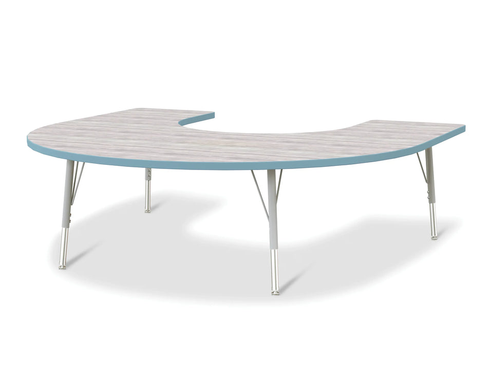 Berries® Horseshoe Activity Table - 60" X 66", E-height - Driftwood Gray/Coastal Blue/Gray