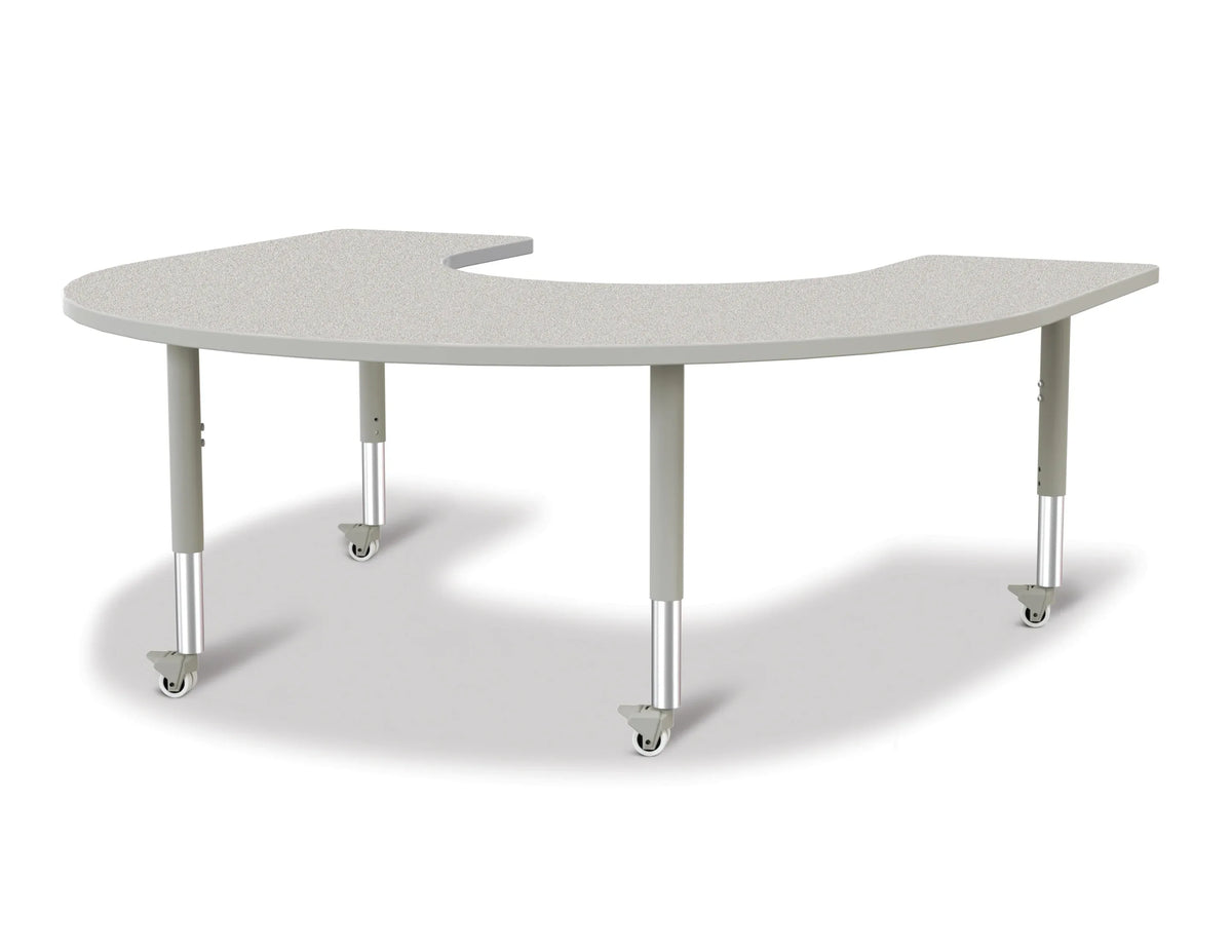 Berries® Horseshoe Activity Table - 66" X 60", Mobile - Freckled Gray/Gray/Gray