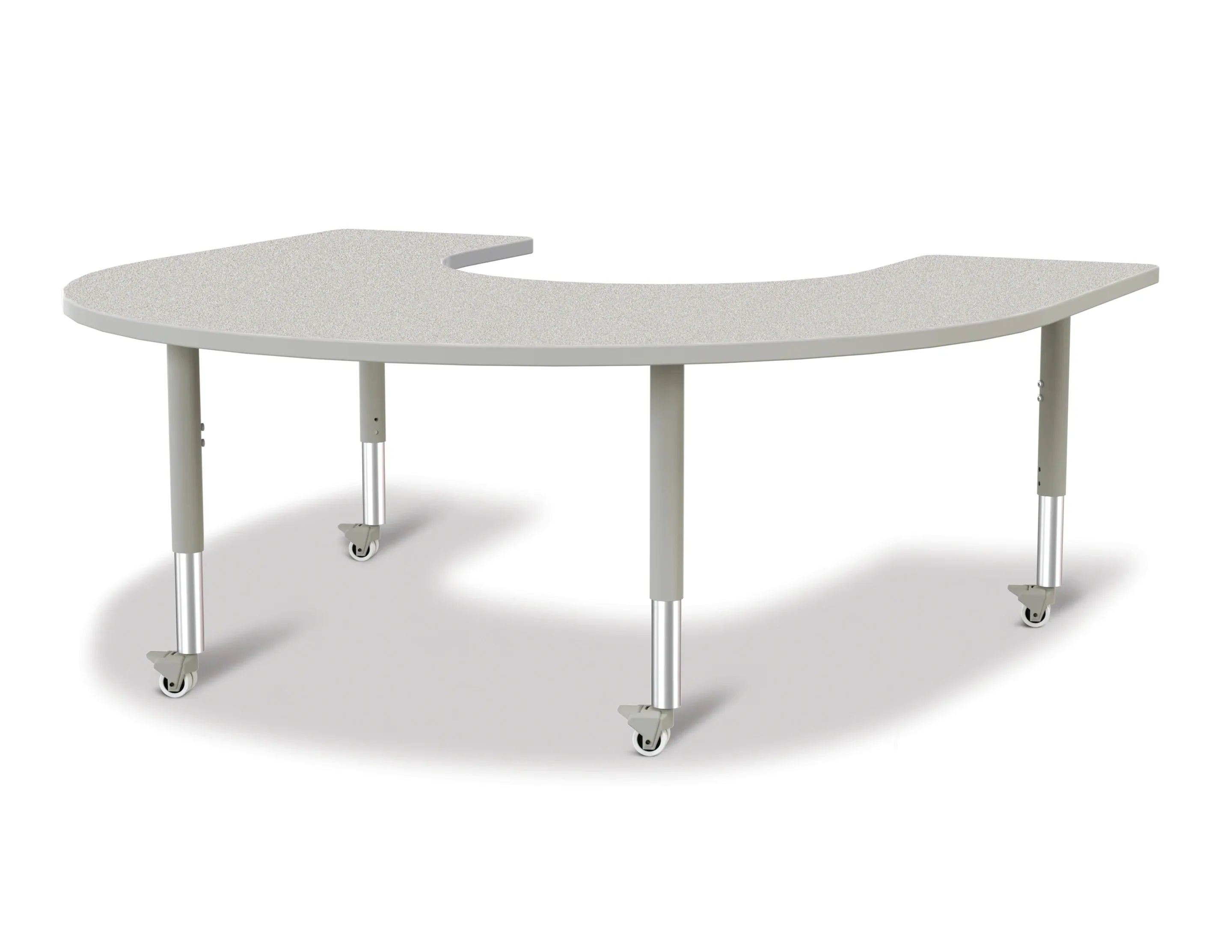 Berries® Horseshoe Activity Table - 66" X 60", Mobile - Freckled Gray/Gray/Gray