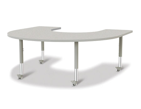 Berries® Horseshoe Activity Table - 66" X 60", Mobile - Freckled Gray/Gray/Gray