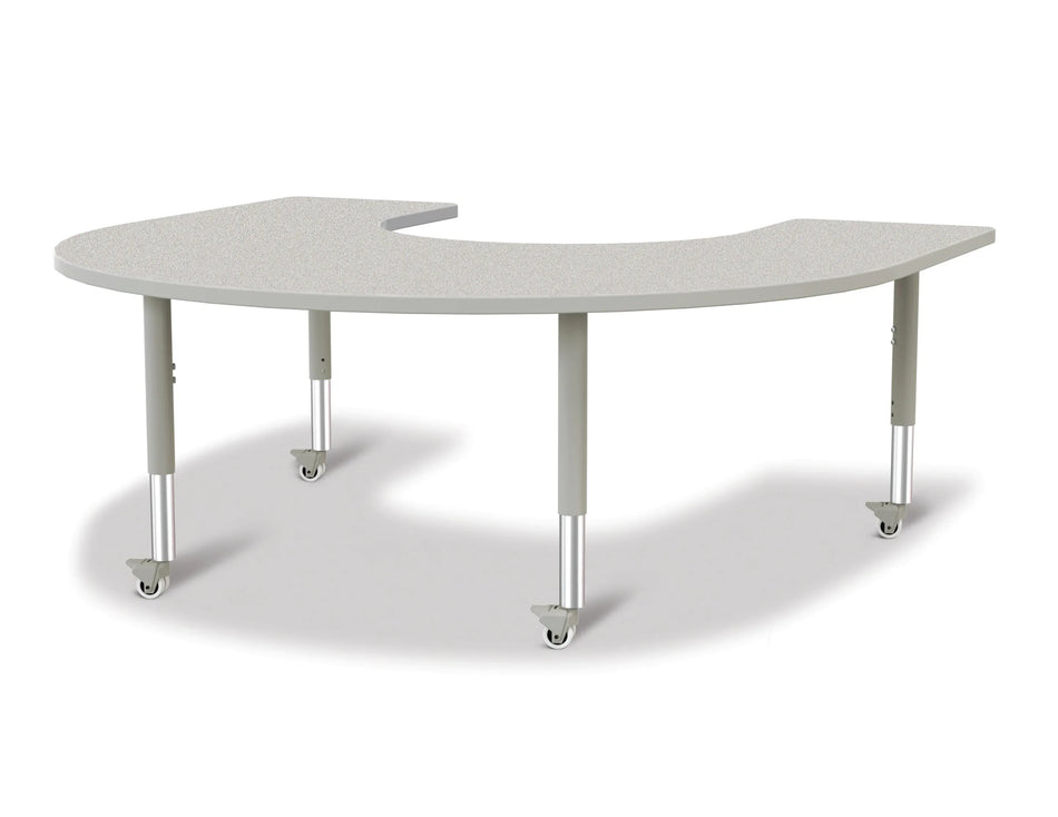 Berries® Horseshoe Activity Table - 66" X 60", Mobile - Freckled Gray/Gray/Gray