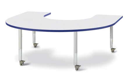 Berries® Horseshoe Activity Table - 66" X 60", Mobile - Freckled Gray/Blue/Gray
