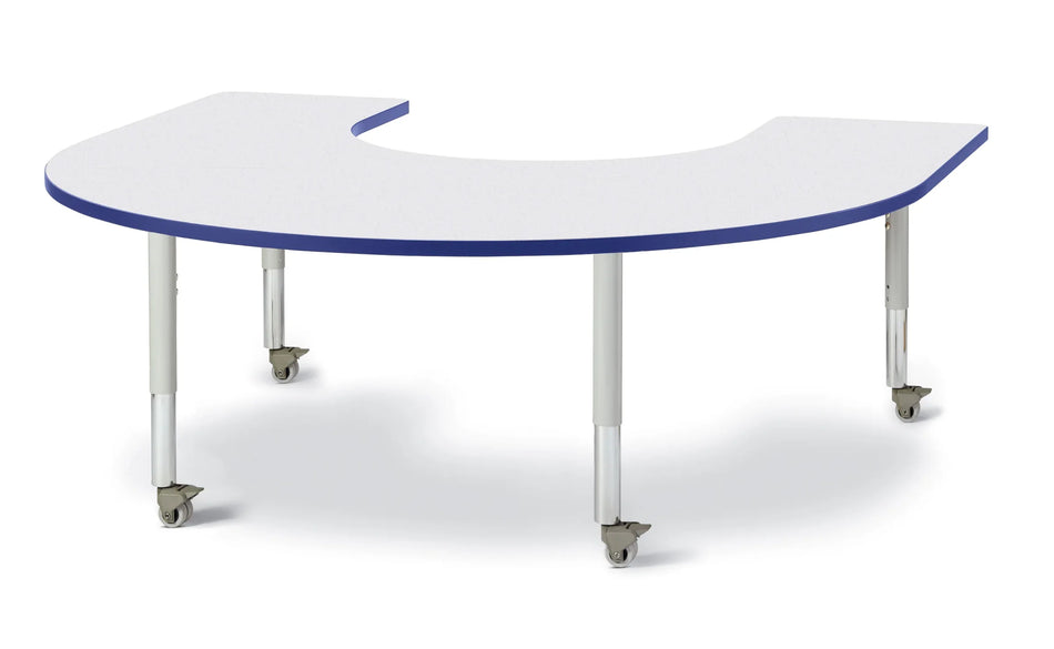 Berries® Horseshoe Activity Table - 66" X 60", Mobile - Freckled Gray/Blue/Gray