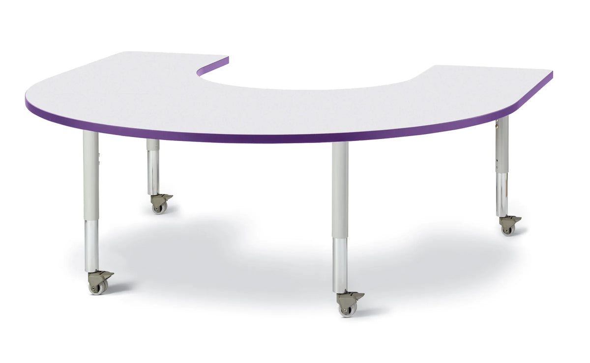 Berries® Horseshoe Activity Table - 66" X 60", Mobile - Freckled Gray/Purple/Gray