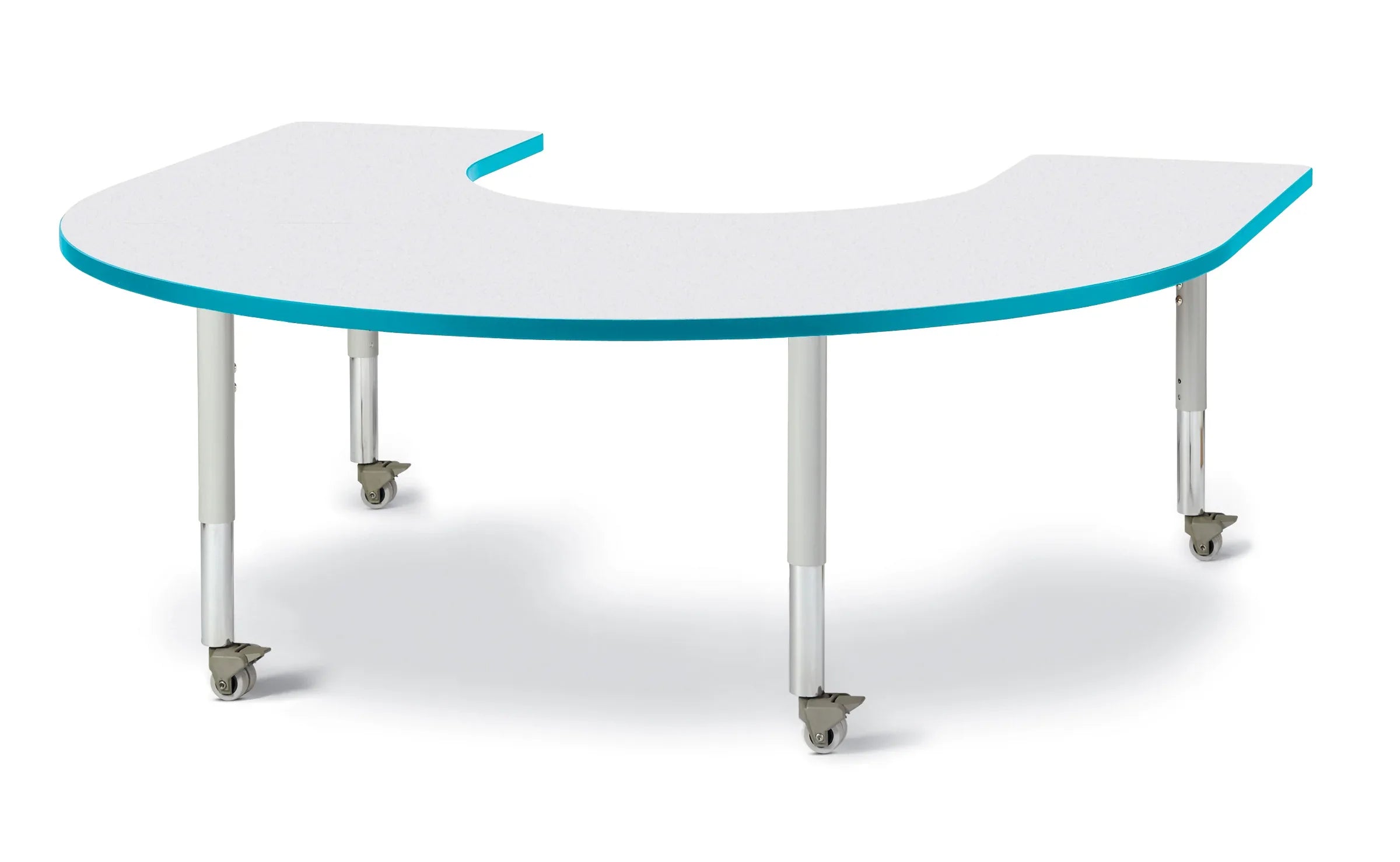Berries® Horseshoe Activity Table - 66" X 60", Mobile - Freckled Gray/Teal/Gray