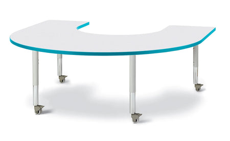 Berries® Horseshoe Activity Table - 66" X 60", Mobile - Freckled Gray/Teal/Gray
