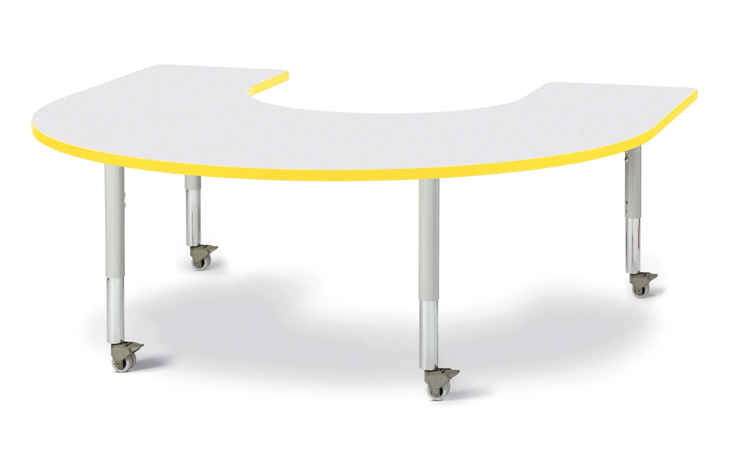 Berries® Horseshoe Activity Table - 66" X 60", Mobile - Freckled Gray/Yellow/Gray
