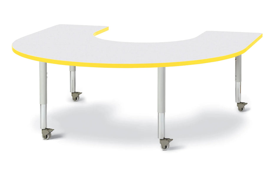 Berries® Horseshoe Activity Table - 66" X 60", Mobile - Freckled Gray/Yellow/Gray