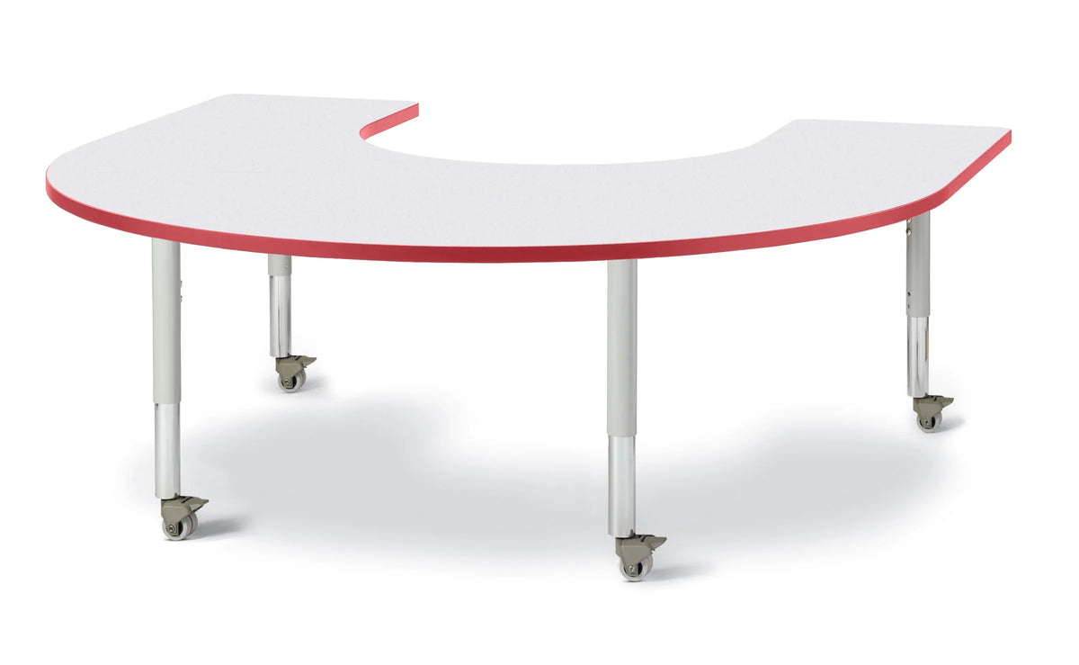 Berries® Horseshoe Activity Table - 66" X 60", Mobile - Freckled Gray/Red/Gray