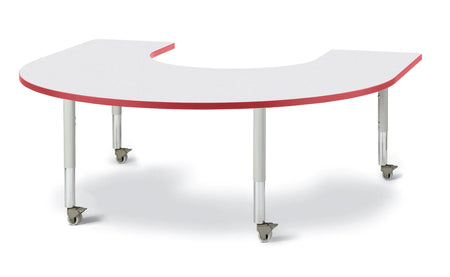 Berries® Horseshoe Activity Table - 66" X 60", Mobile - Freckled Gray/Red/Gray