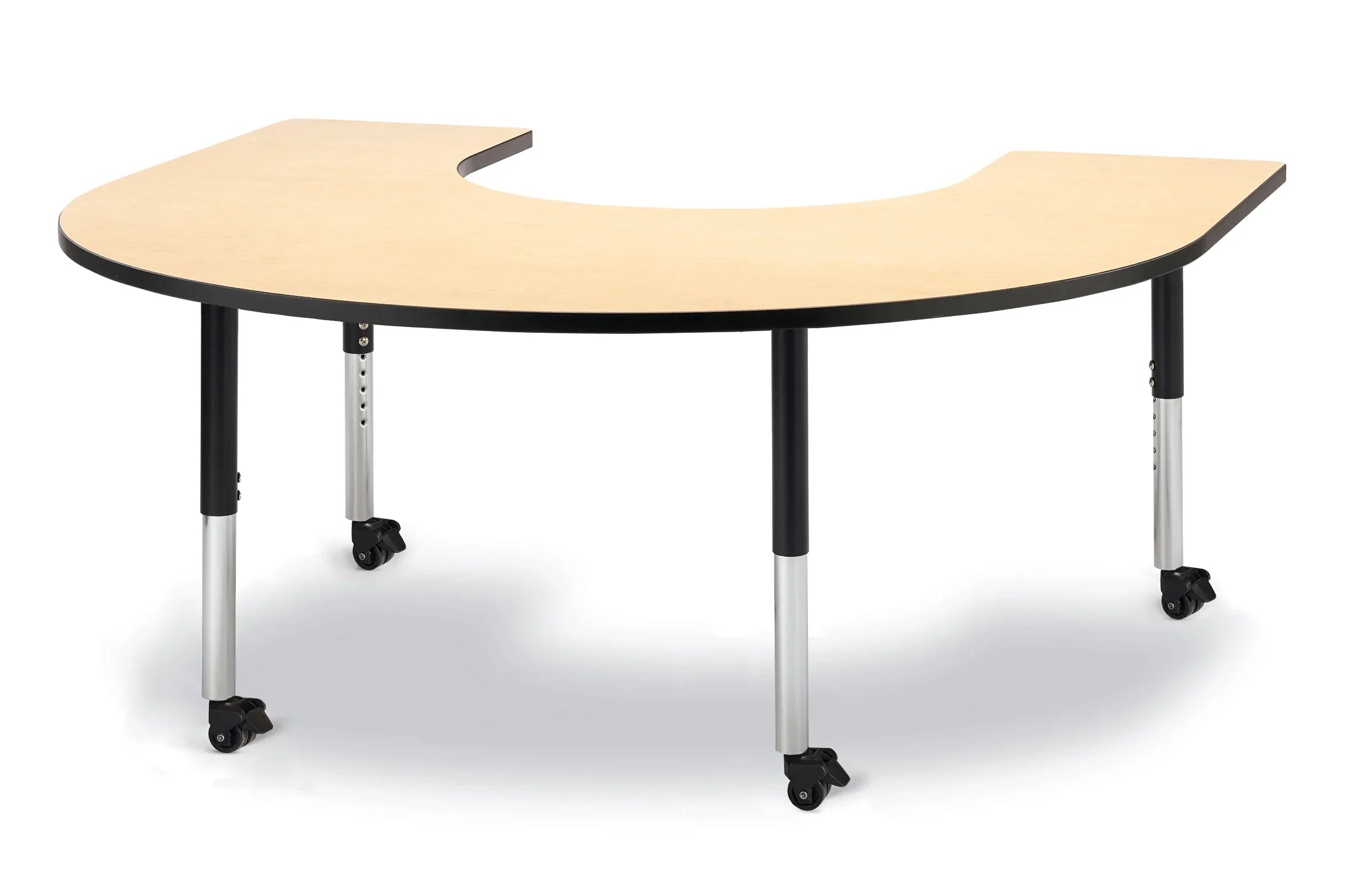 Berries® Horseshoe Activity Table - 66" X 60", Mobile - Maple/Black/Black