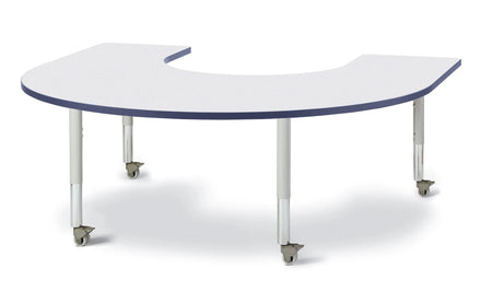 Berries® Horseshoe Activity Table - 66" X 60", Mobile - Freckled Gray/Navy/Gray