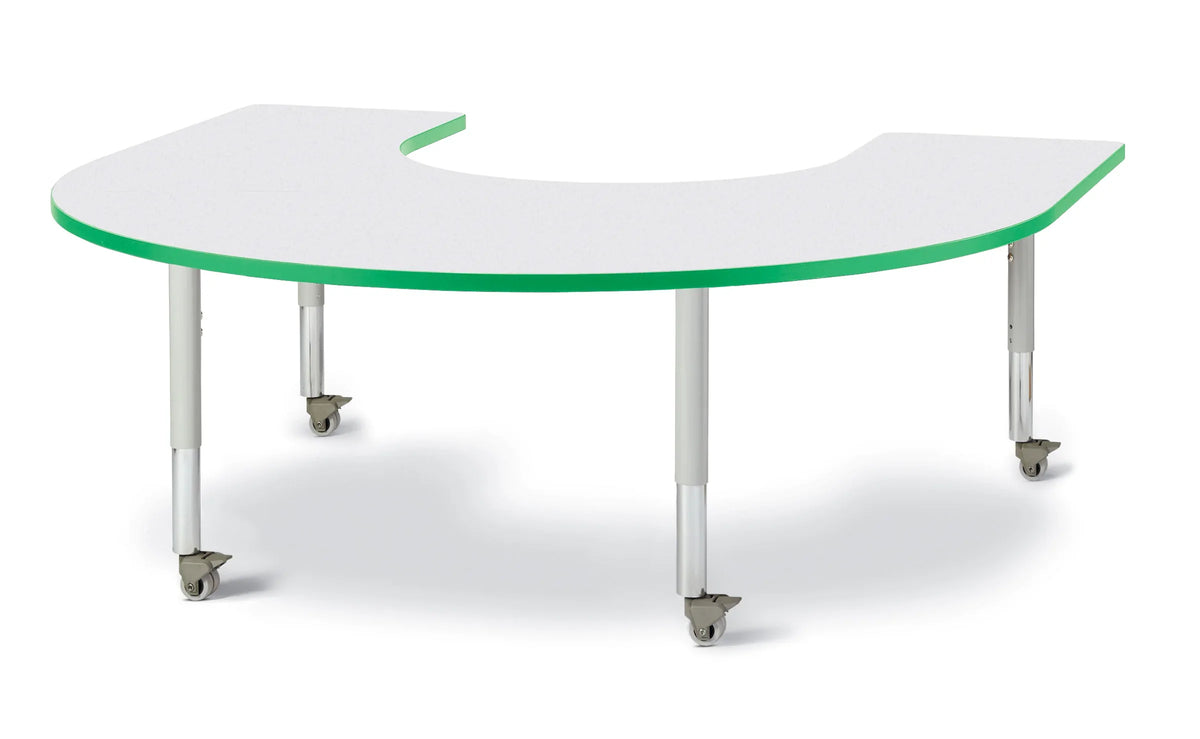 Berries® Horseshoe Activity Table - 66" X 60", Mobile - Freckled Gray/Green/Gray