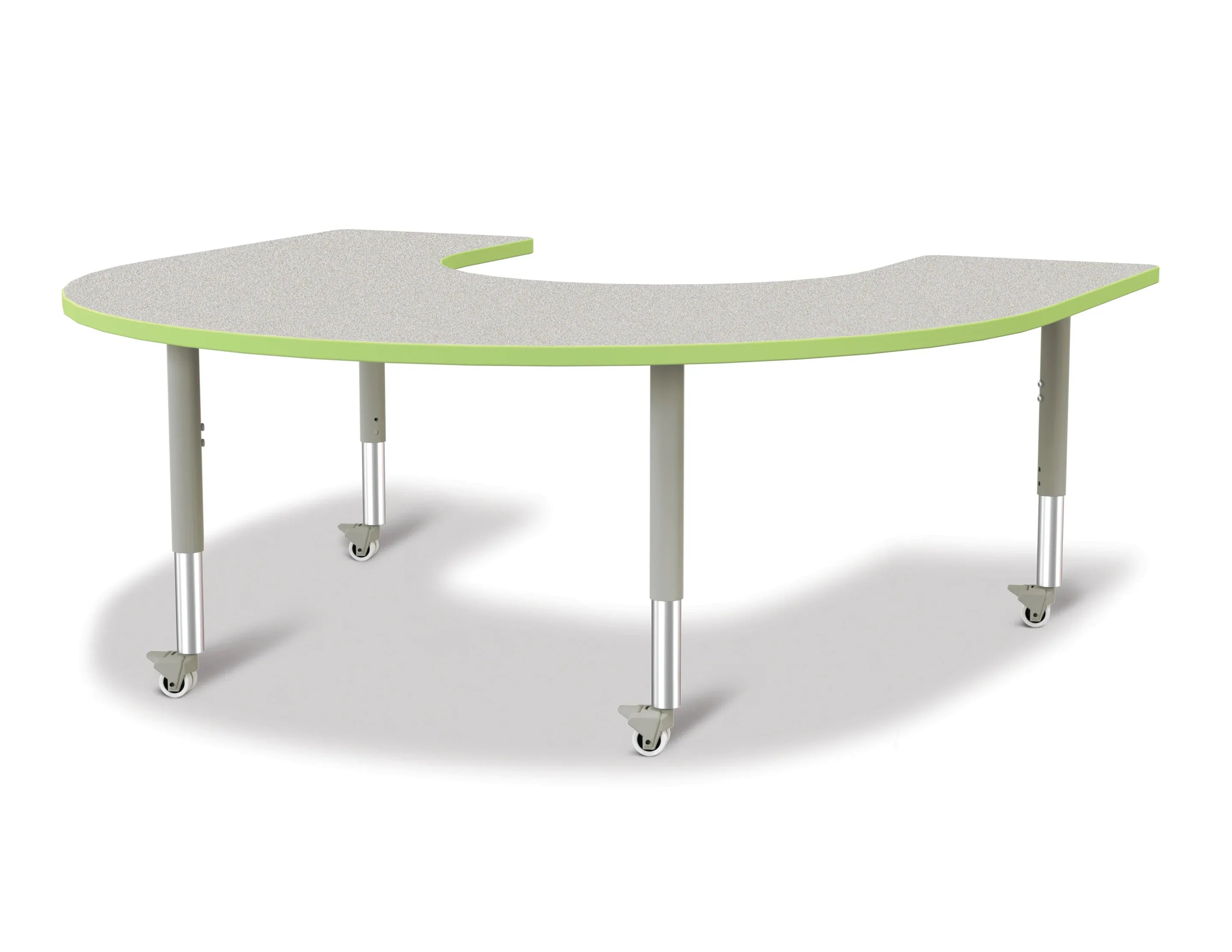 Berries® Horseshoe Activity Table - 66" X 60", Mobile - Freckled Gray/Key Lime/Gray