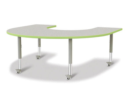 Berries® Horseshoe Activity Table - 66" X 60", Mobile - Freckled Gray/Key Lime/Gray