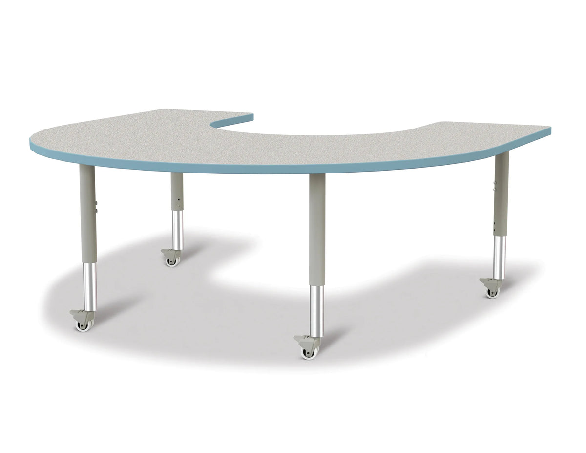 Berries® Horseshoe Activity Table - 66" X 60", Mobile - Freckled Gray/Coastal Blue/Gray