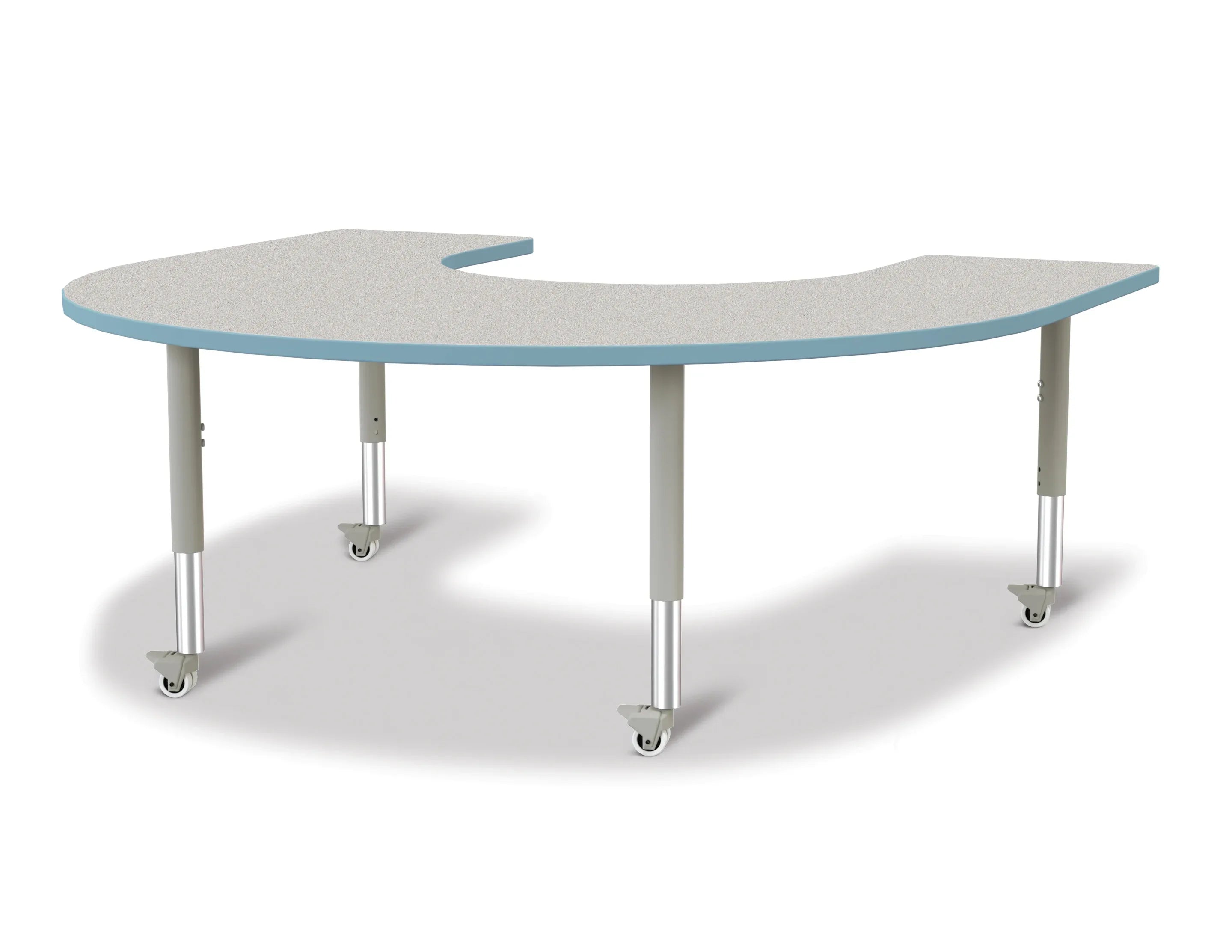 Berries® Horseshoe Activity Table - 66" X 60", Mobile - Freckled Gray/Coastal Blue/Gray