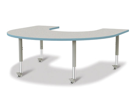 Berries® Horseshoe Activity Table - 66" X 60", Mobile - Freckled Gray/Coastal Blue/Gray