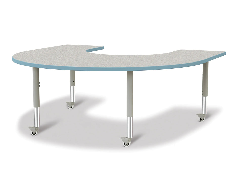 Berries® Horseshoe Activity Table - 66" X 60", Mobile - Freckled Gray/Coastal Blue/Gray