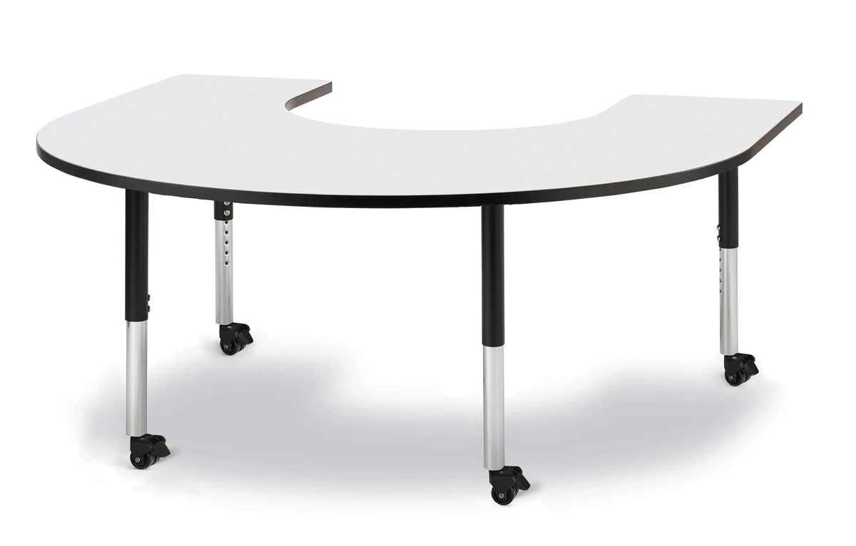 Berries® Horseshoe Activity Table - 66" X 60", Mobile - Freckled Gray/Black/Black