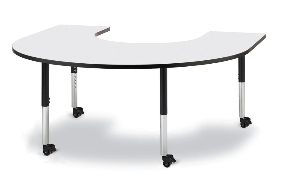 Berries® Horseshoe Activity Table - 66" X 60", Mobile - Freckled Gray/Black/Black
