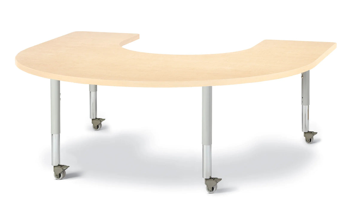Berries® Horseshoe Activity Table - 66" X 60", Mobile - Maple/Maple/Gray