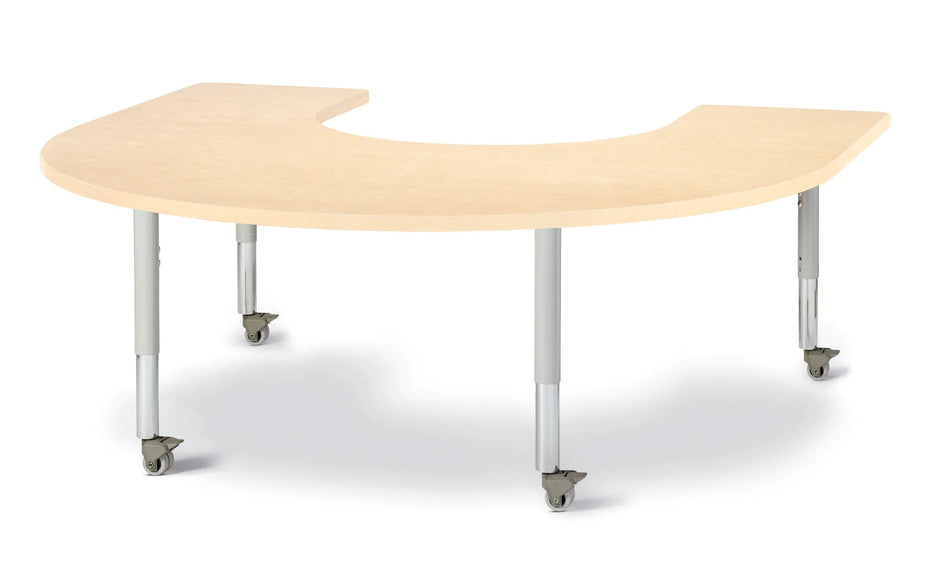 Berries® Horseshoe Activity Table - 66" X 60", Mobile - Maple/Maple/Gray
