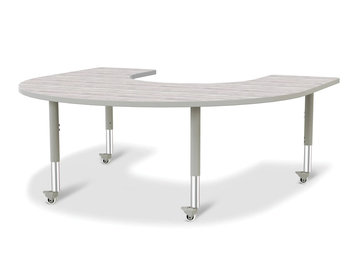 Berries® Horseshoe Activity Table - 60" X 66", Mobile - Driftwood Gray/Gray/Gray