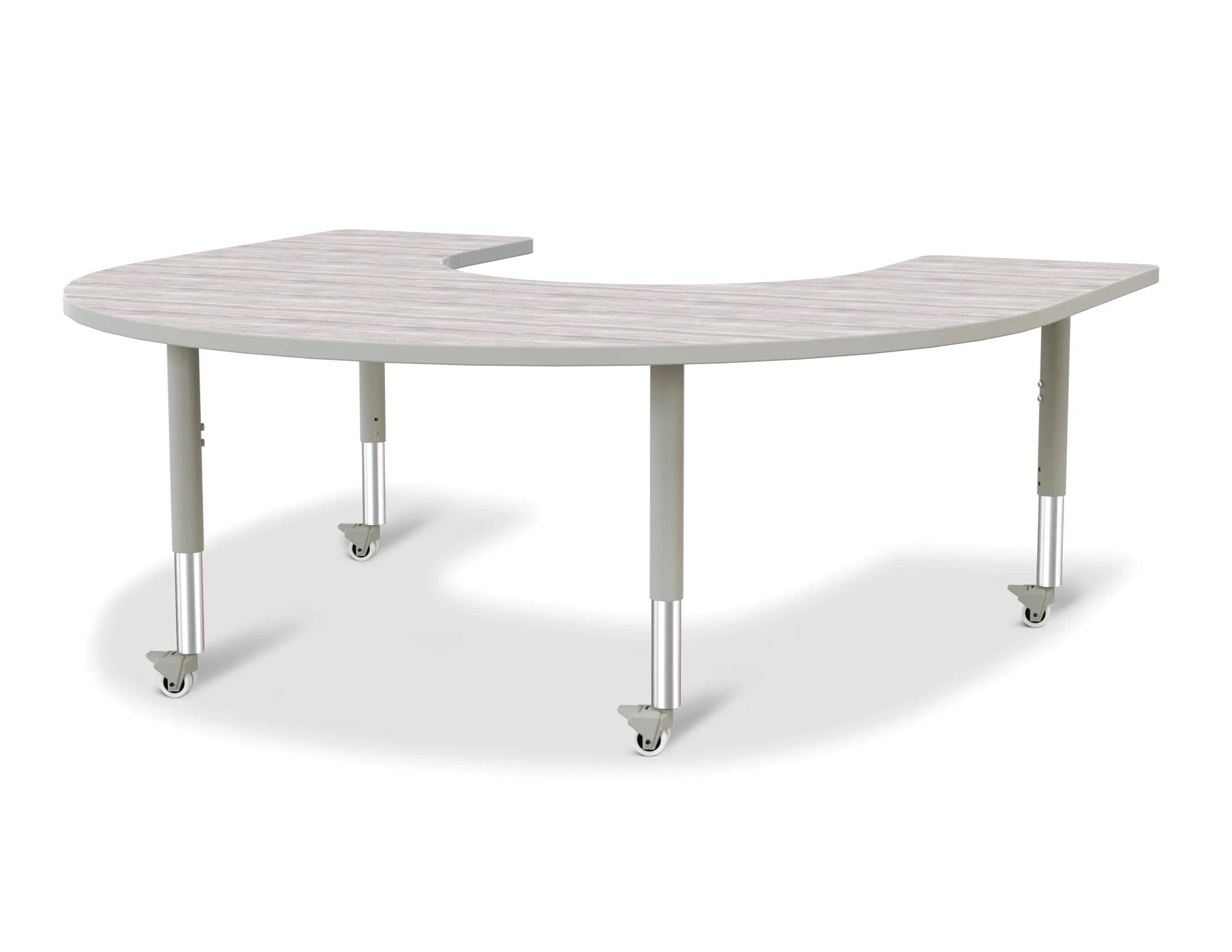 Berries® Horseshoe Activity Table - 60" X 66", Mobile - Driftwood Gray/Gray/Gray