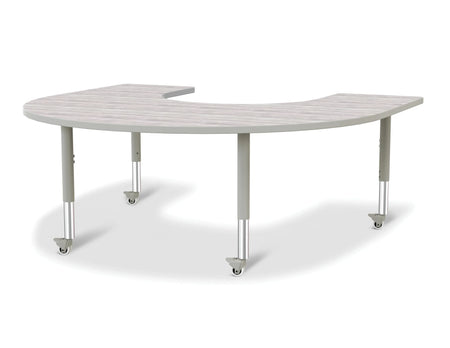 Berries® Horseshoe Activity Table - 60" X 66", Mobile - Driftwood Gray/Gray/Gray