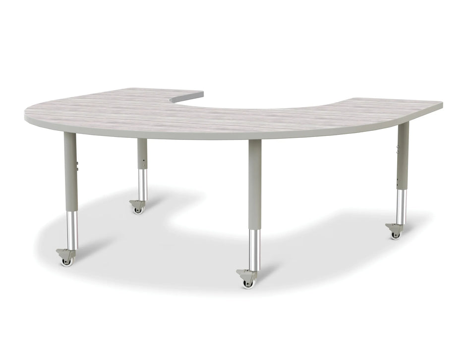 Berries® Horseshoe Activity Table - 60" X 66", Mobile - Driftwood Gray/Gray/Gray