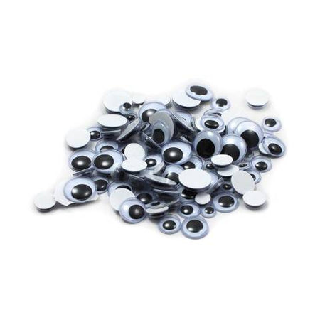 Peel 'n Stick Wiggle Eyes, Black - Assorted sizes - 100/pkg.