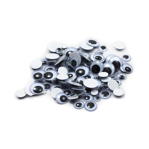 Peel 'n Stick Wiggle Eyes, Black - Assorted sizes - 100/pkg.