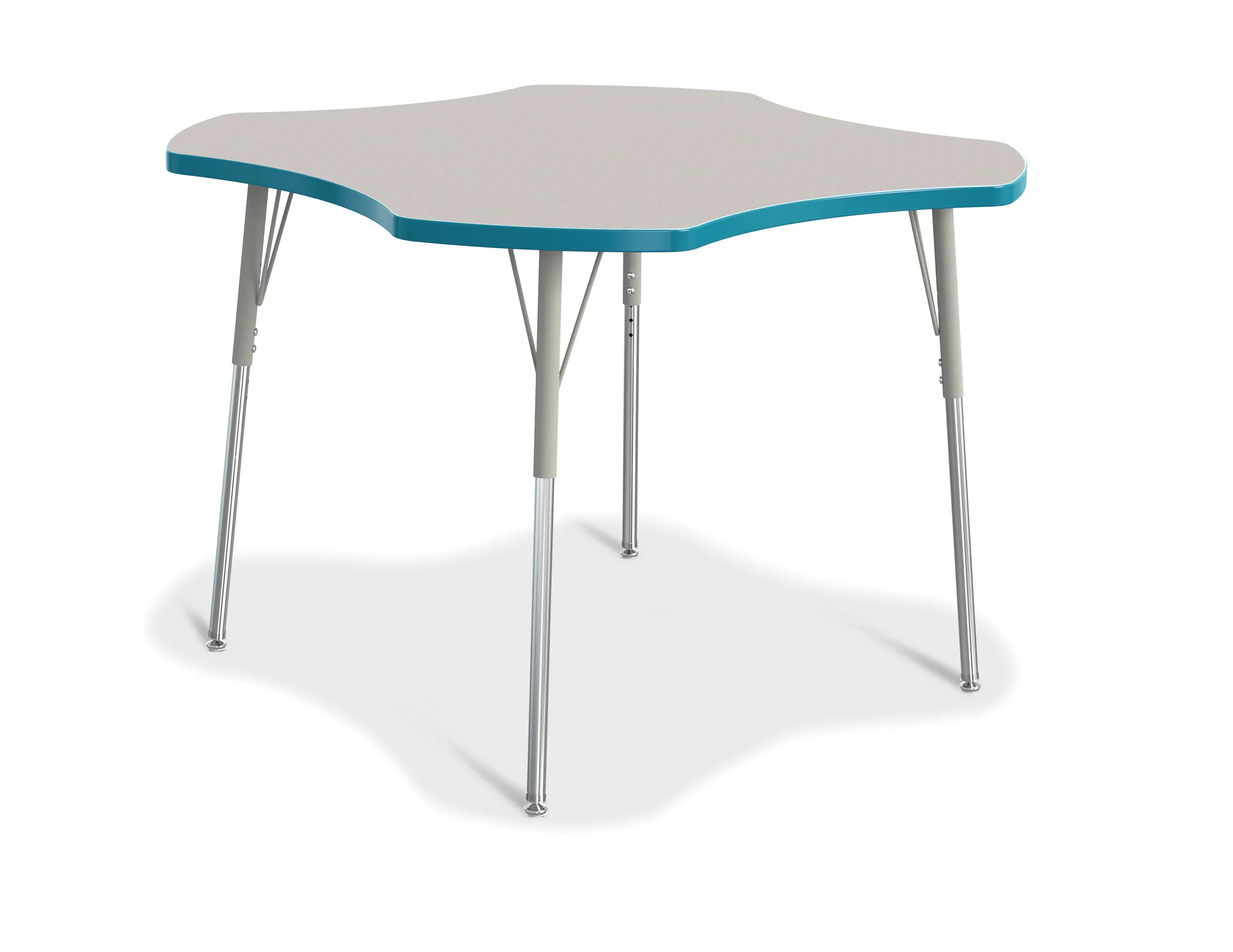 Berries® Four Leaf Activity Table, A-height - Freckled Gray/Teal/Gray