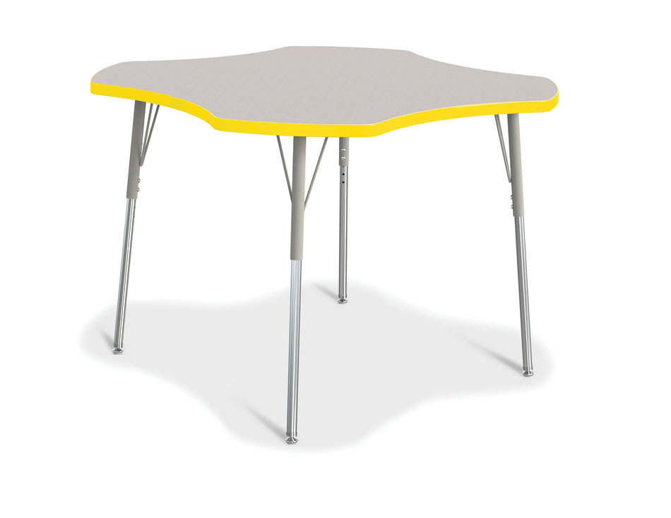 Berries® Four Leaf Activity Table, A-height - Freckled Gray/Yellow/Gray