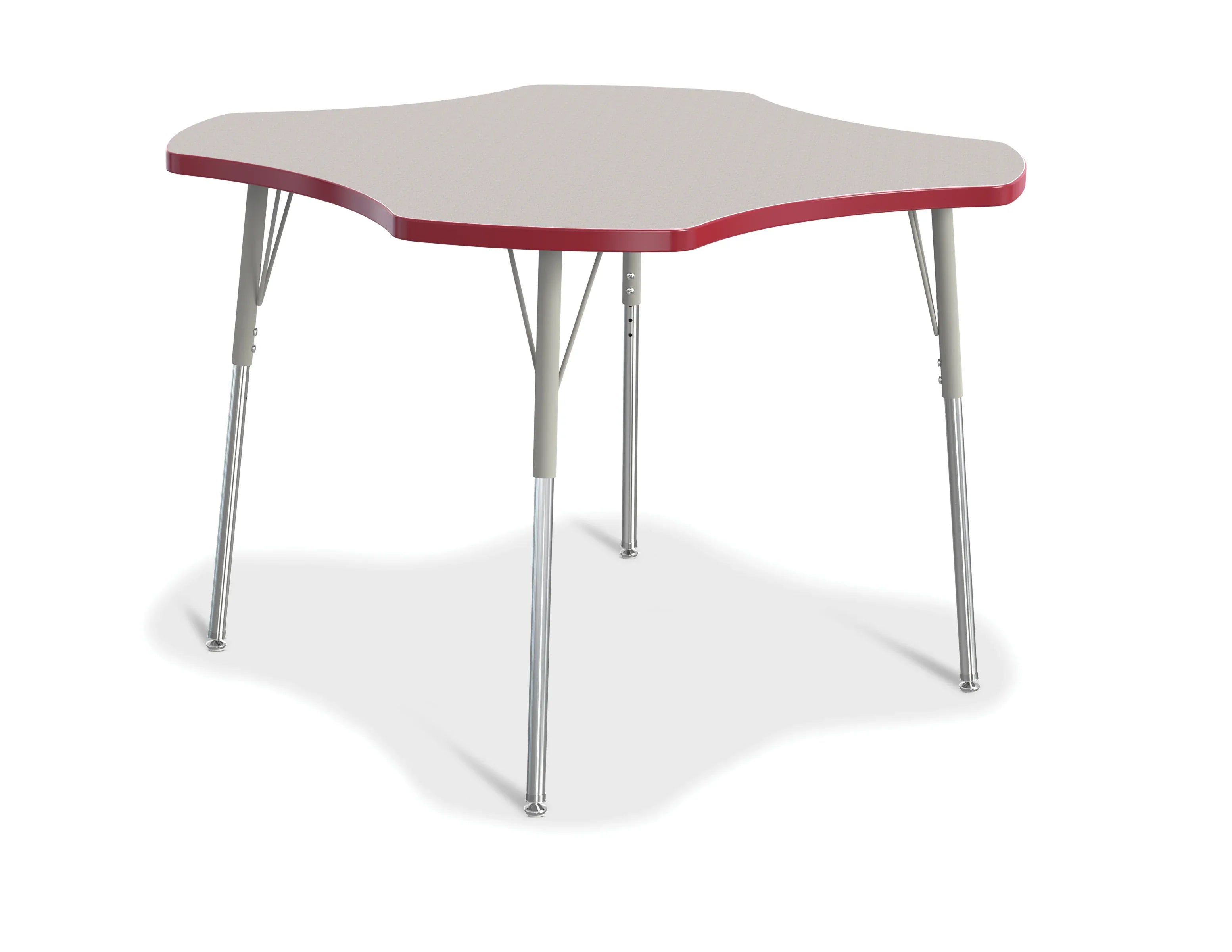 Berries® Four Leaf Activity Table, A-height - Freckled Gray/Red/Gray