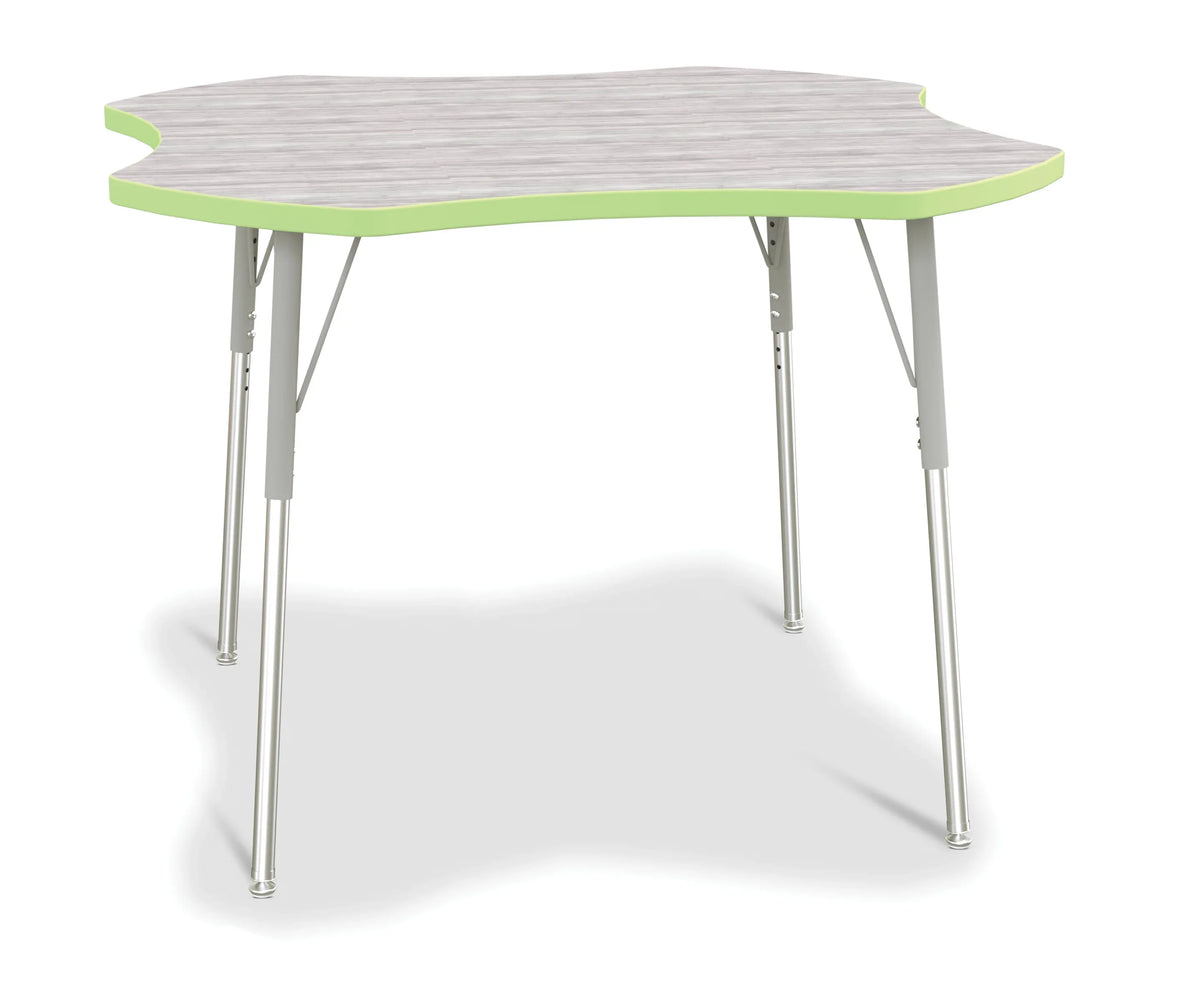 Berries® Four Leaf Activity Table - A-height - Driftwood Gray/Key Lime/Gray