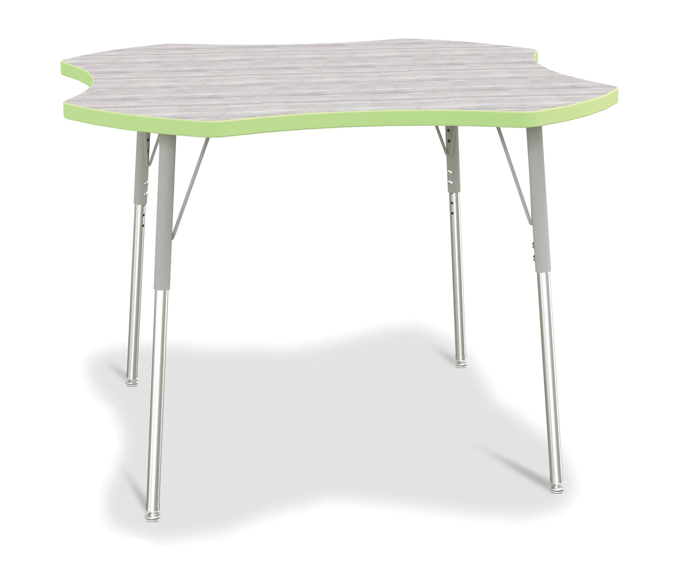 Berries® Four Leaf Activity Table - A-height - Driftwood Gray/Key Lime/Gray
