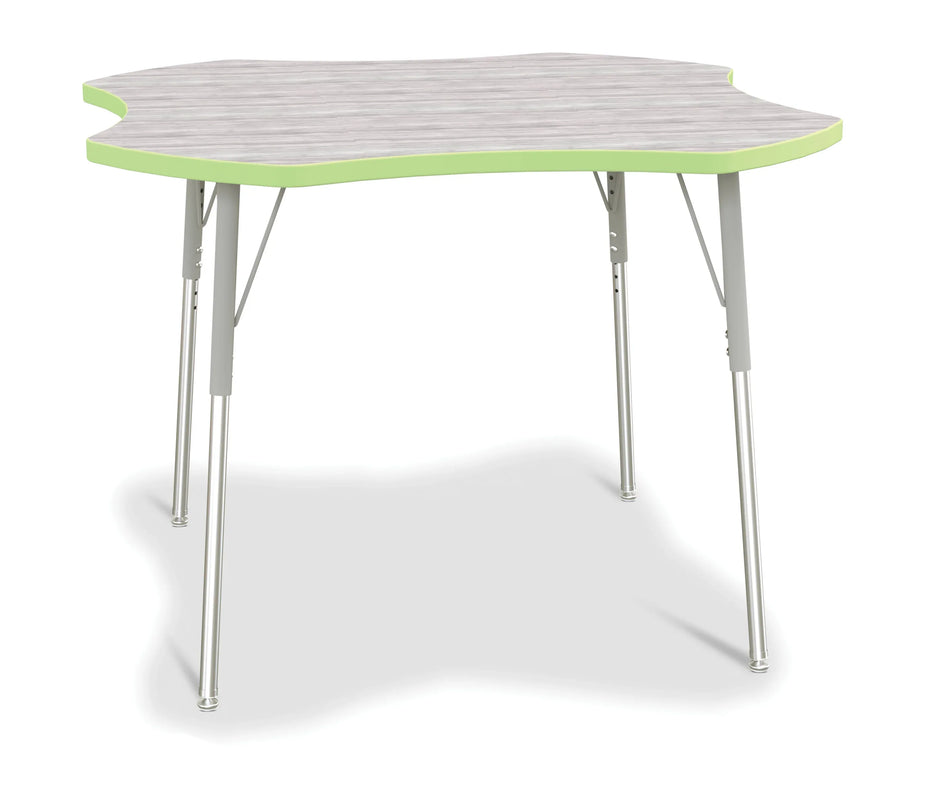 Berries® Four Leaf Activity Table - A-height - Driftwood Gray/Key Lime/Gray