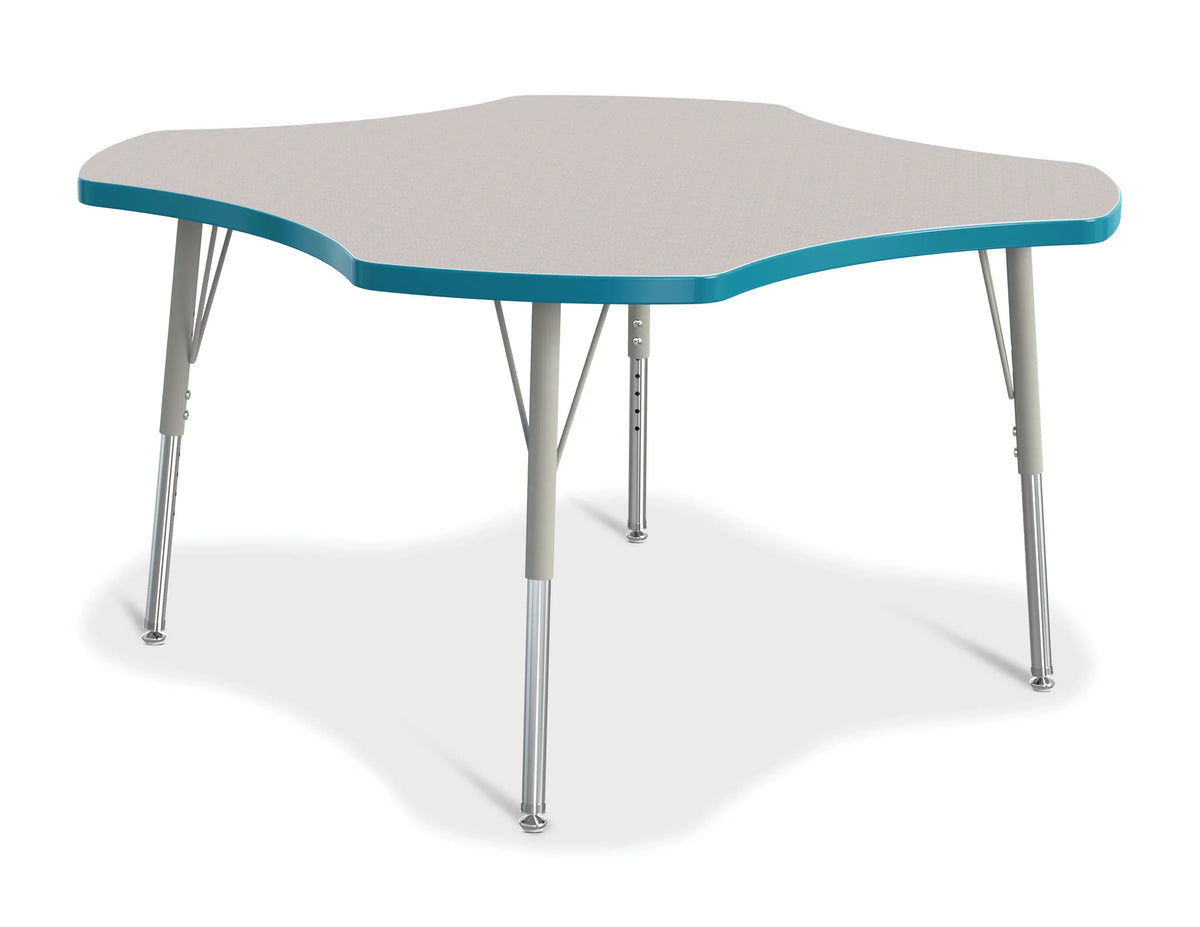 Berries® Four Leaf Activity Table, E-height - Freckled Gray/Teal/Gray