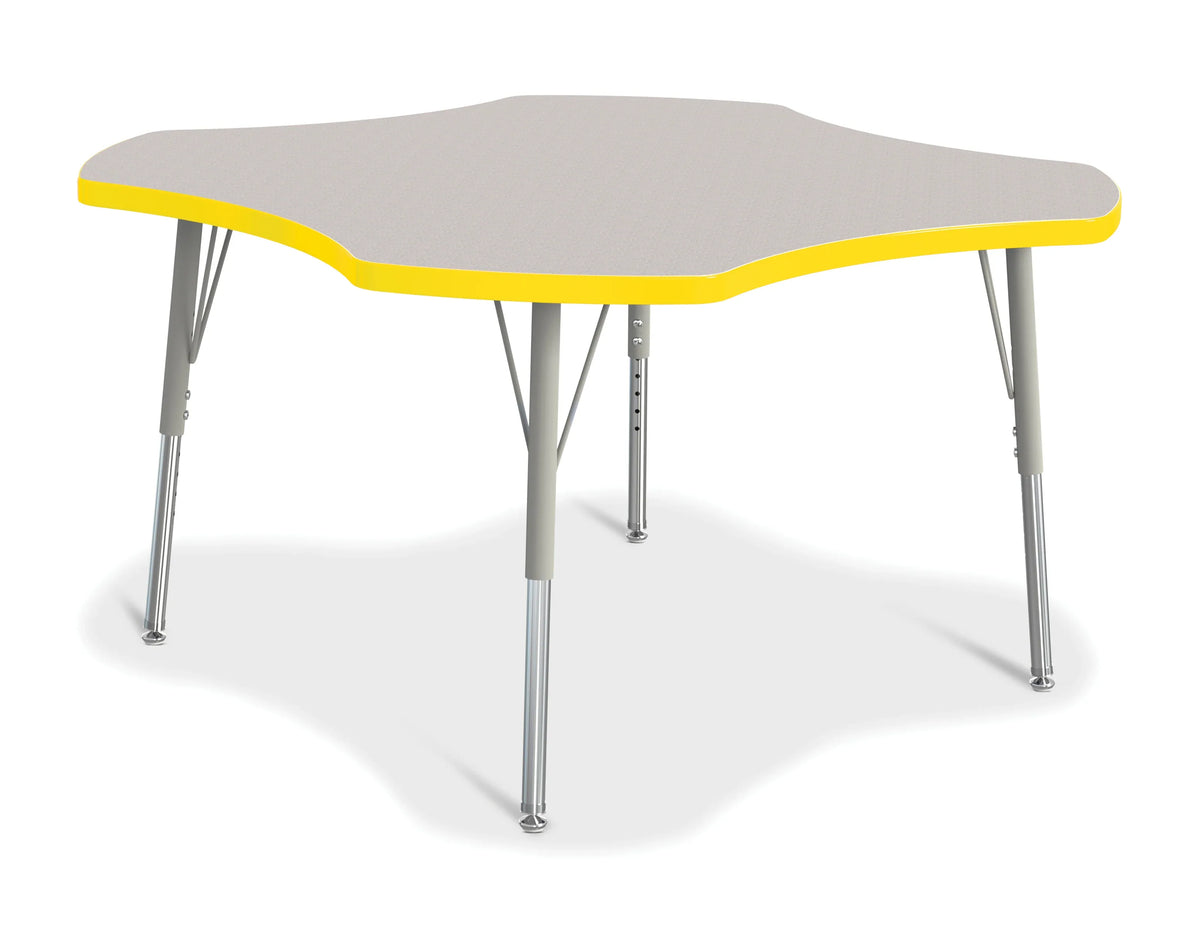 Berries® Four Leaf Activity Table, E-height - Freckled Gray/Yellow/Gray