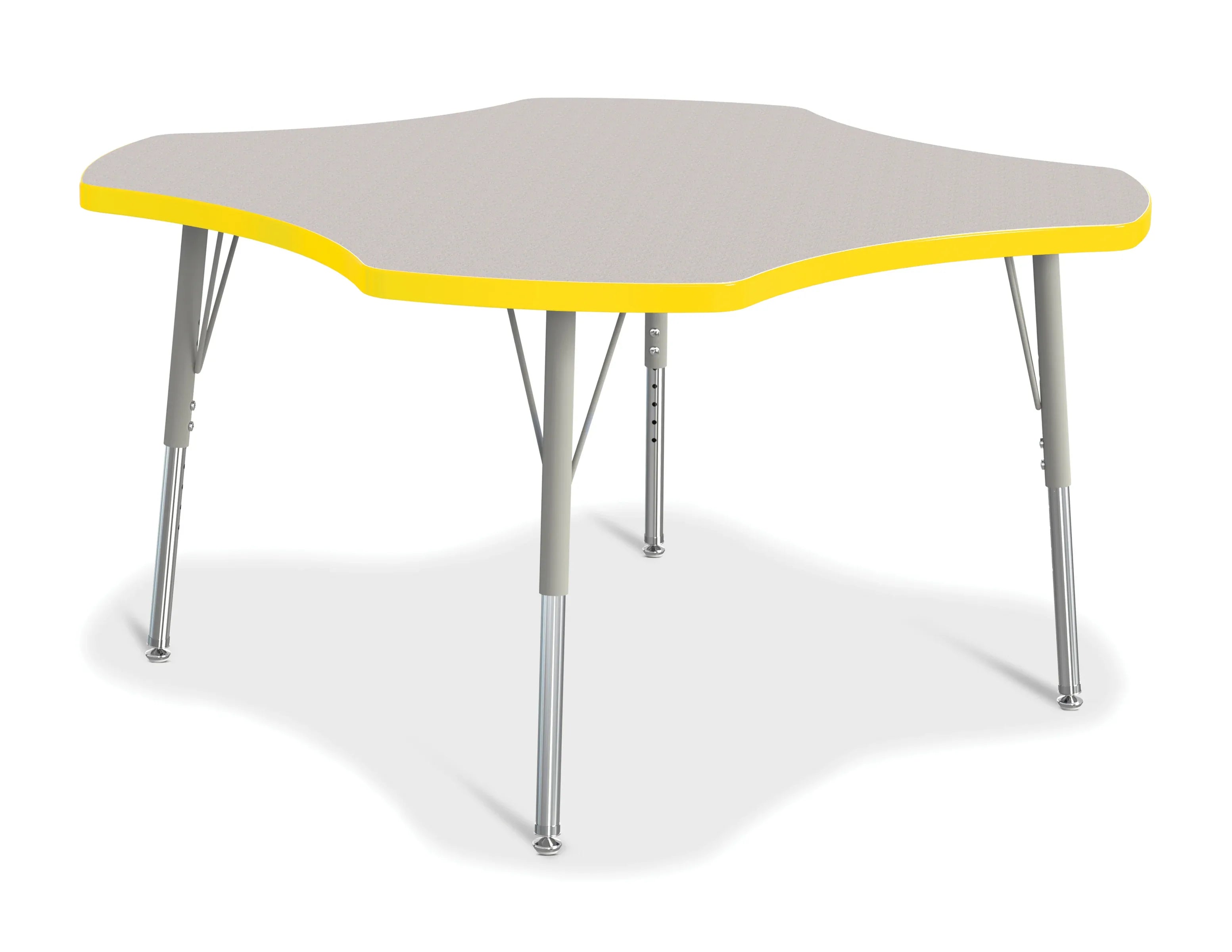 Berries® Four Leaf Activity Table, E-height - Freckled Gray/Yellow/Gray