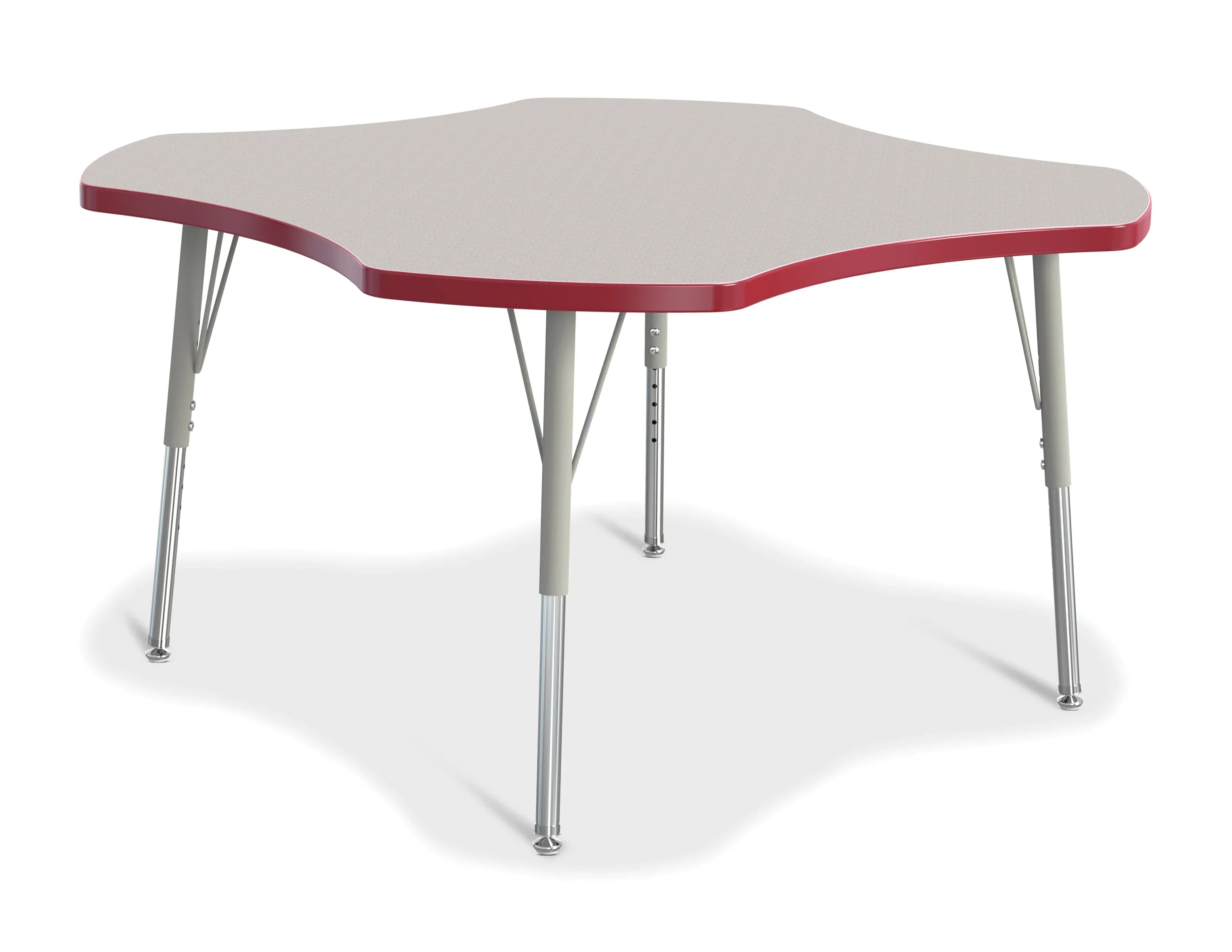 Berries® Four Leaf Activity Table, E-height - Freckled Gray/Red/Gray