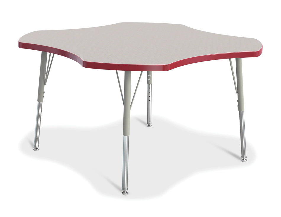 Berries® Four Leaf Activity Table, E-height - Freckled Gray/Red/Gray