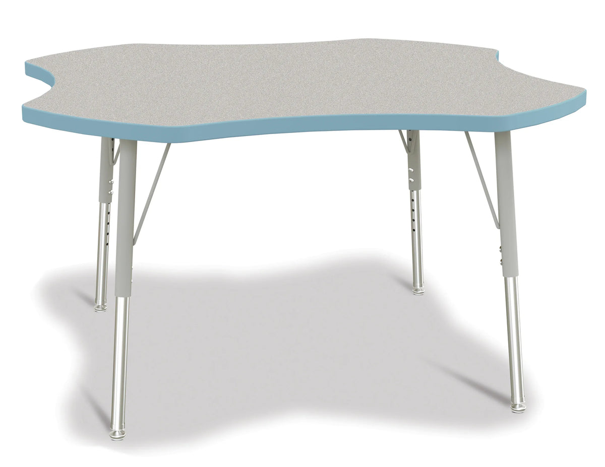 Berries® Four Leaf Activity Table, E-height - Freckled Gray/Coastal Blue/Gray