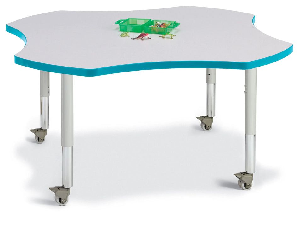 Berries® Four Leaf Activity Table, Mobile - Freckled Gray/Teal/Gray