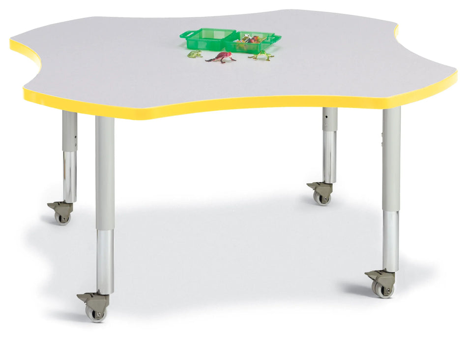 Berries® Four Leaf Activity Table, Mobile - Freckled Gray/Yellow/Gray
