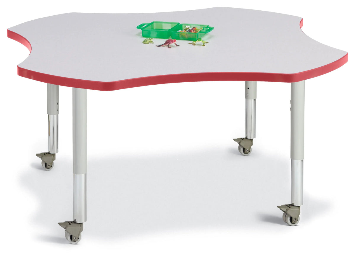 Berries® Four Leaf Activity Table, Mobile - Freckled Gray/Red/Gray